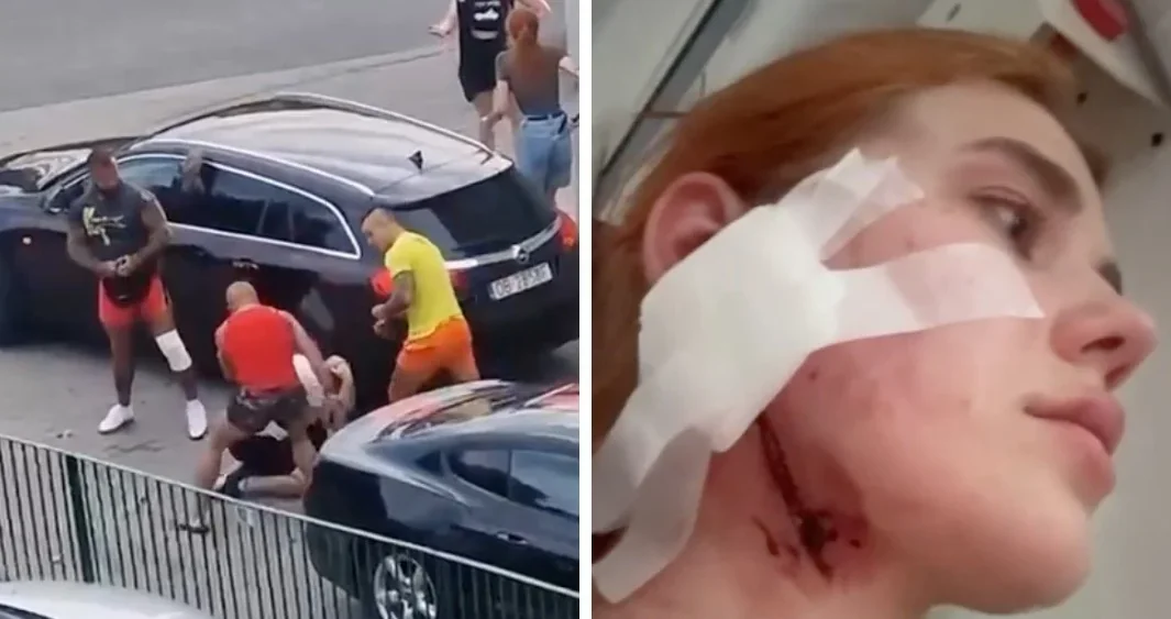 Скріншот відео про побиття української пари в Польщі