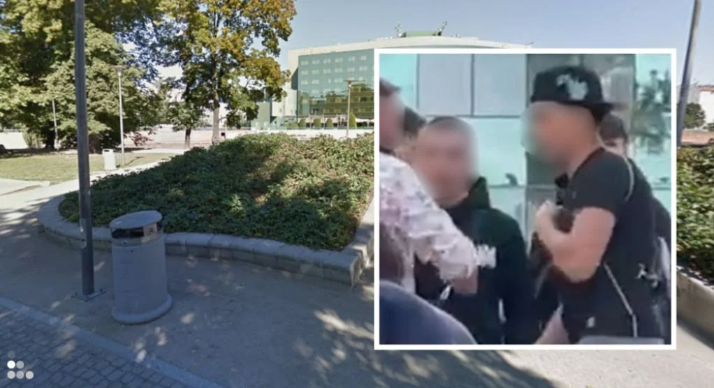Побиття українця у Вроцлаві Скриншот із камер відеоспостереження з обличчями підлітків на тлі парку Слодівського острова у Вроцлаві.