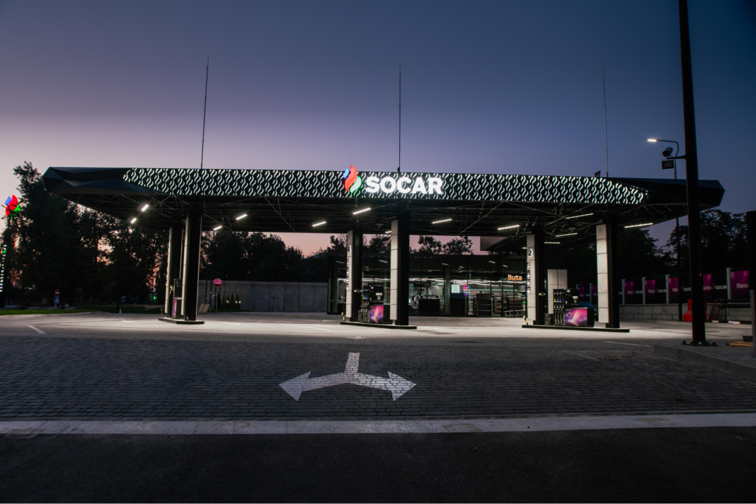 The SOCAR logo at a petrol station in Ukraine