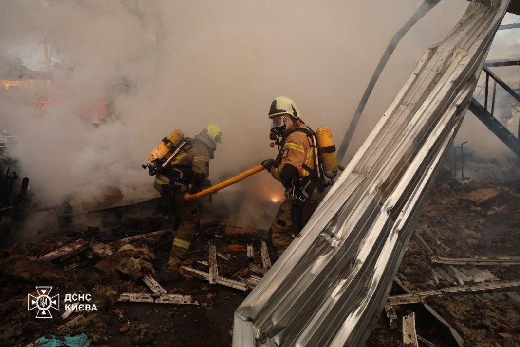 Fire in Kyiv Fire in Kyiv following the attack
