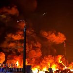 An FPV drone struck the «Epicentre» in Sumy: a major fire broke out