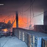 A postal parcel office caught fire in Izium following a strike by KABs