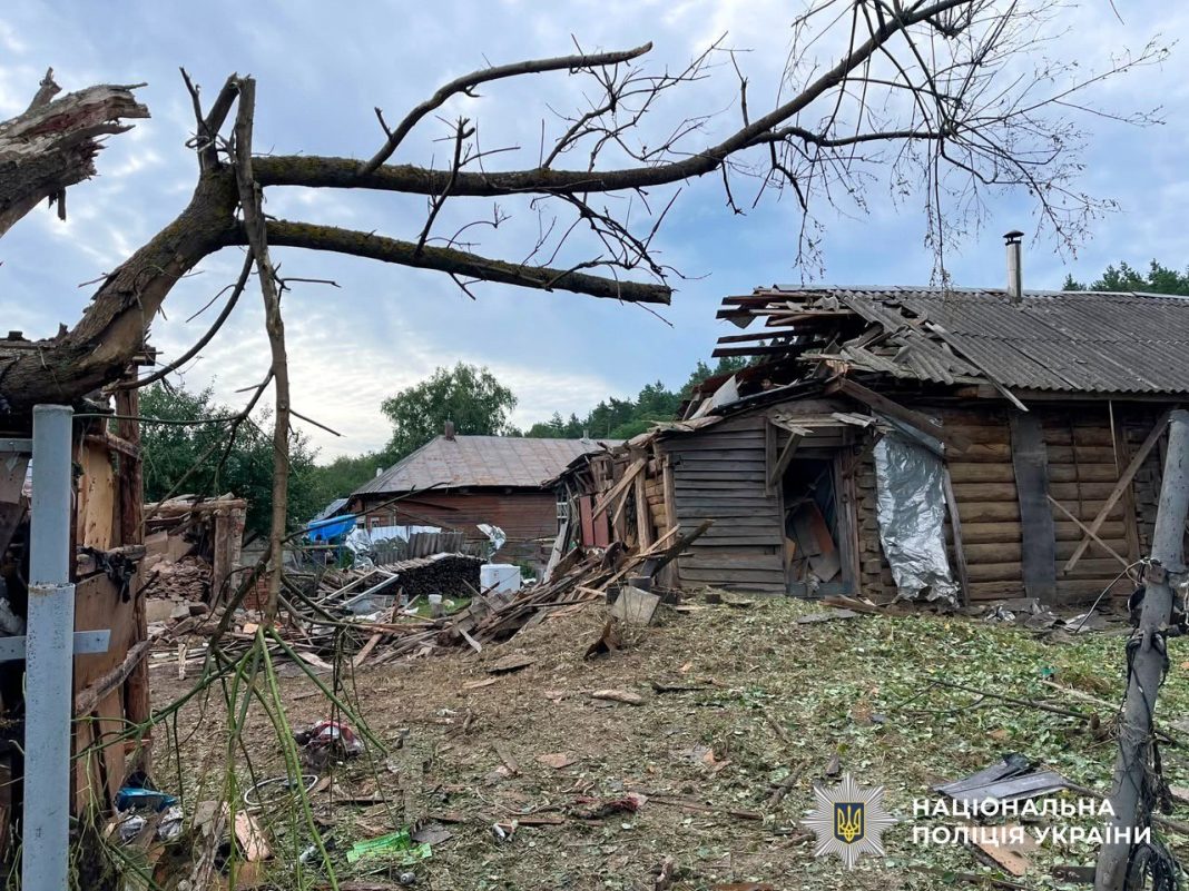 The aftermath of the drone attack in the Sumy region Police are documenting the aftermath of a drone attack in the Sumy region