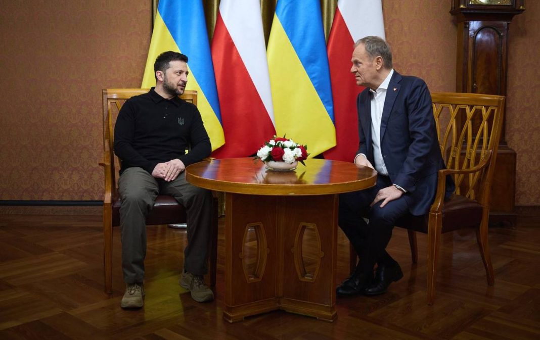 Volodymyr Zelenskyy and Donald Tusk during their meeting in Lublin