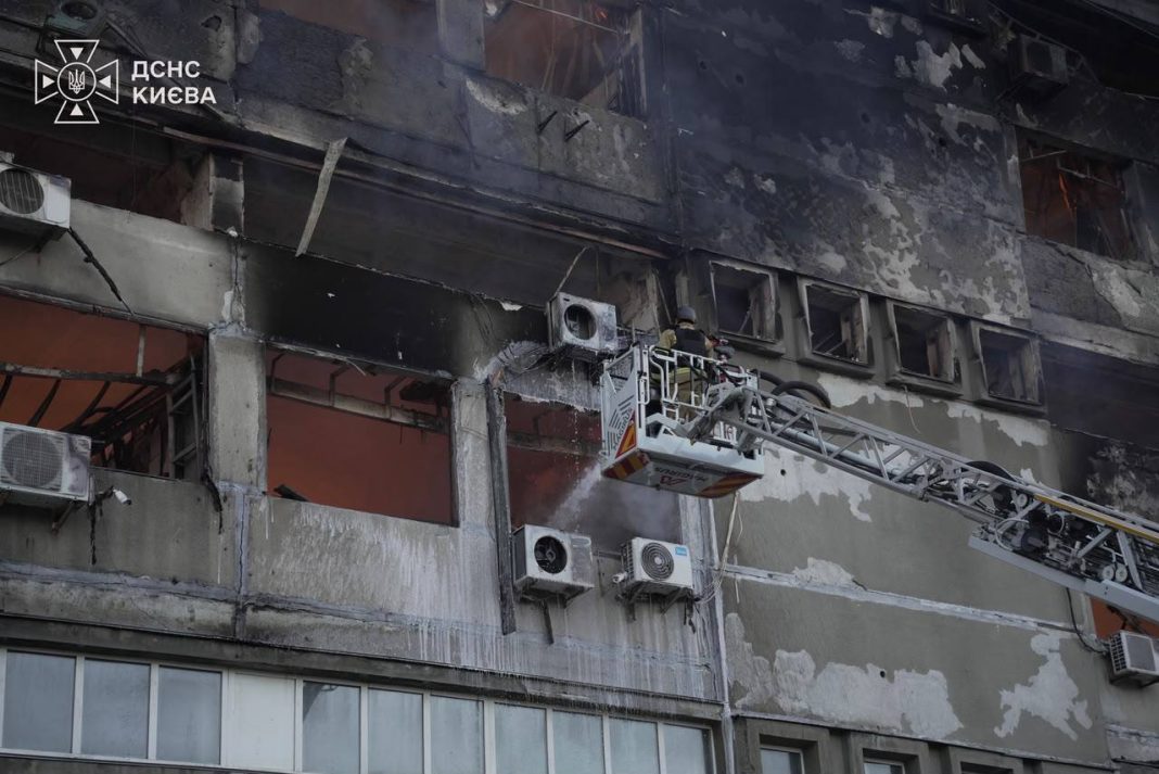 The ruins of a residential building following a missile strike