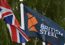 China has criticised the nationalisation of British Steel in the UK The flags of Great Britain and British Steel