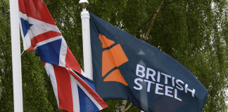 China has criticised the nationalisation of British Steel in the UK The flags of Great Britain and British Steel