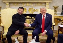 Volodymyr Zelenskyy during a meeting with Donald Trump at the White House