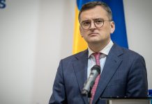 Dmytro Kuleba during a public speech