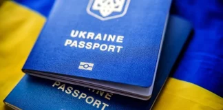 Ukrainian passport and flag