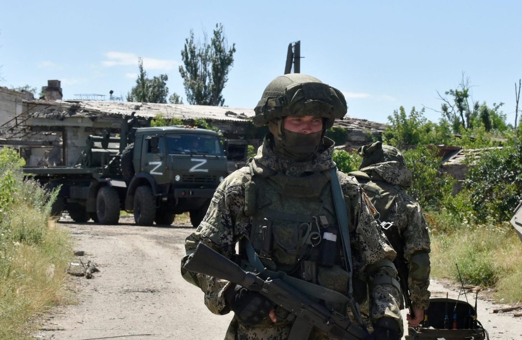 Russian military Russian troops at their positions