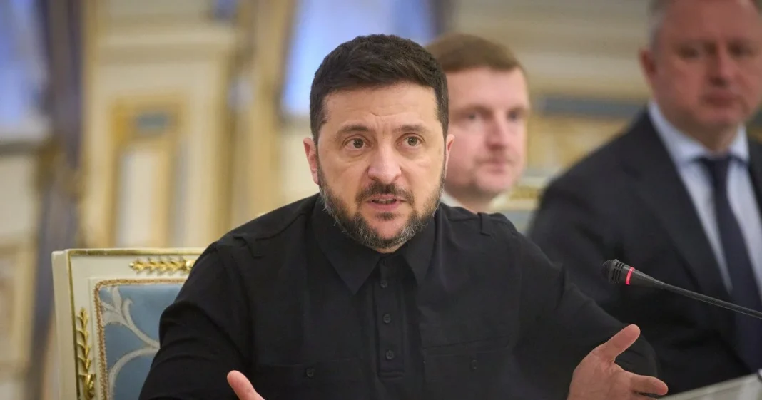 Volodymyr Zelenskyy during an address on the work of Ukrainian ambassadors
