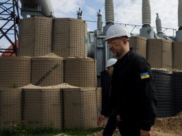 Denys Shmyhal inspects the security arrangements at an energy facility