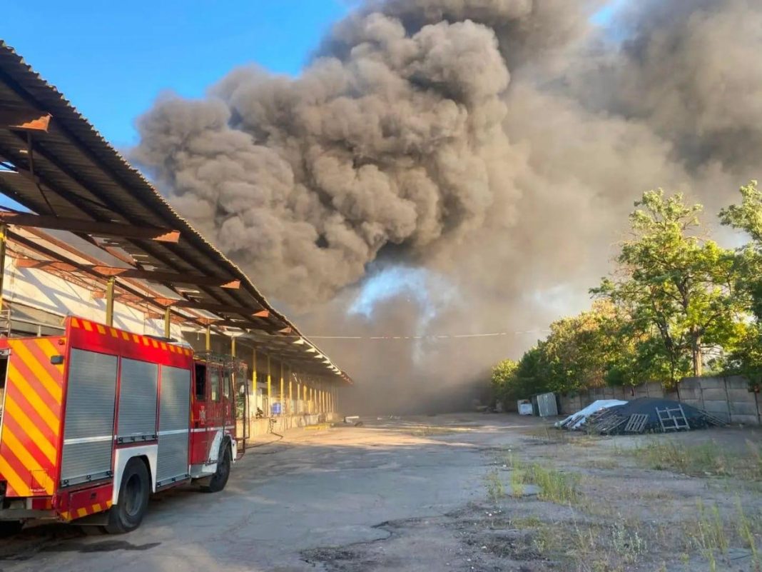 The Ukrainian Red Cross branch in Kherson The burnt-out Ukrainian Red Cross warehouse in Kherson following drone strikes