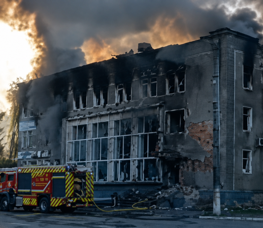 The destroyed «Ukrposhta» branch in Meni following a Russian attack