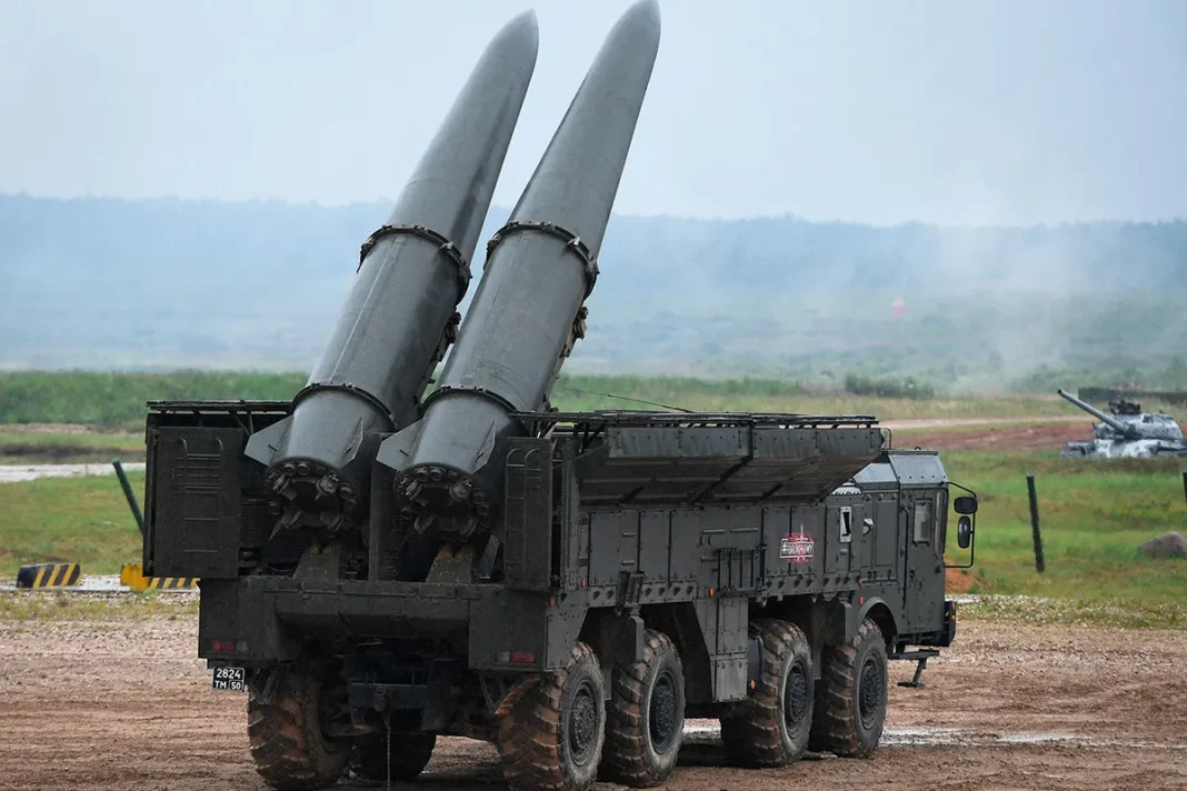 Launch of Iskander ballistic missiles
