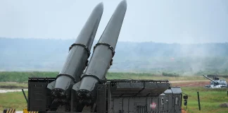 Launch of Iskander ballistic missiles