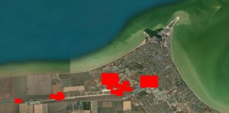 Супутникова карта аеродрому в Єйську з осередками пожежі після атаки