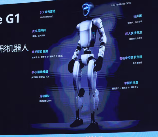 The Unitree humanoid robot during a demonstration
