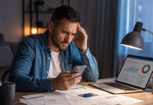 A man is checking his financial details and credit history online