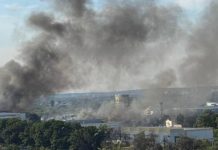 Thick smoke over Belgorod following a series of explosions on 30 August