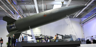 An American ATACMS missile at the Rheinmetall factory in Germany