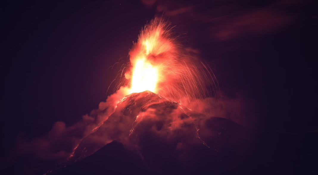 Fuego Volcano in Guatemala A plume of ash rising from the Fuego volcano in Guatemala