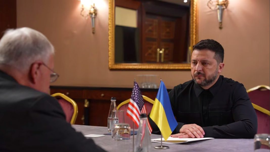 Volodymyr Zelenskyy during international negotiations Volodymyr Zelenskyy during international talks on strengthening Ukraine’s air defence