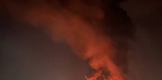 A Rozetka warehouse in Brovary was hit by a ballistic strike Fire following an attack on the Rozetka warehouse in Brovary