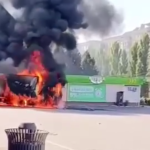 A Russian drone set fire to an «ATB» lorry carrying goods in Kherson