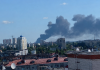 Дим над Броварами після атаки російських дронів