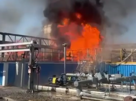 Fire at an oil refinery in Kazakhstan
