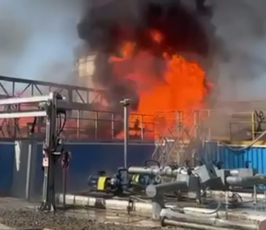 Fire at an oil refinery in Kazakhstan