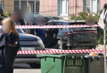 A car belonging to a Russian Air Force officer was blown up in St Petersburg: he was killed A damaged car following an explosion in the Slovyanka neighbourhood