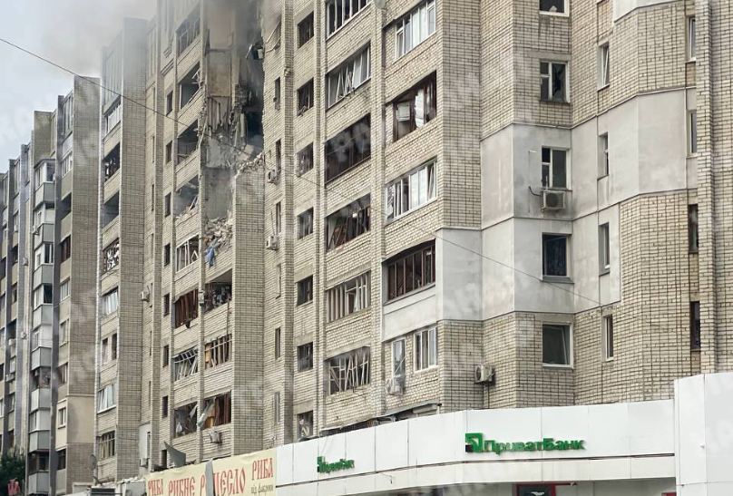 Kharkiv, 9 August The aftermath of the missile strike on a high-rise block in Kharkiv on 9 August