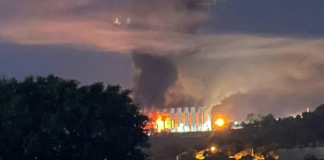 A fire broke out at Shukhov University in Belgorod following a drone attack Thick smoke and flames above the Shukhov University campus in Belgorod
