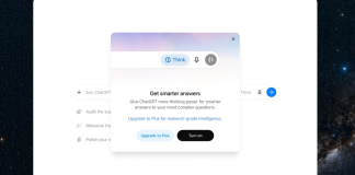 ChatGPT відкриє безлімітні текстові чати для Free і Go Інтерфейс ChatGPT на екрані ноутбука