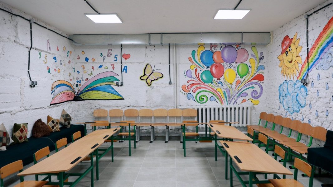 School shelter A shelter at a school in Kyiv