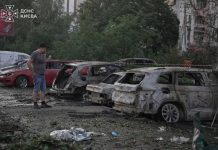 Night-time attack on Kyiv: nine dead, 28 injured Burnt-out cars following the Russian missile attack on Kyiv