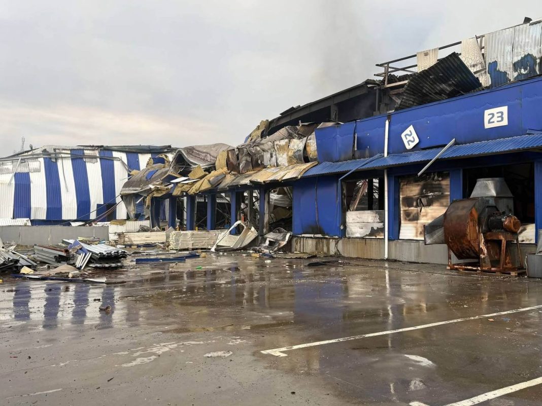 A fulfilment centre destroyed by a missile strike Epicentre’s fulfilment centre, destroyed by a missile strike«
