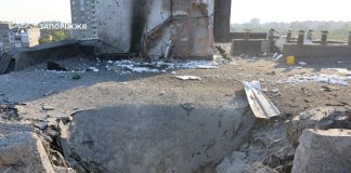 The aftermath of the UAV strike on a nine-storey block of flats in Zaporizhzhia