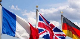 France, Germany and the UK are drawing up a framework for negotiations on Ukraine The flags of France, Germany and the United Kingdom