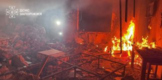 Fire and destruction following a drone attack on Zaporizhzhia