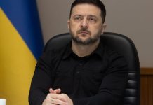 Volodymyr Zelenskyy during an address on strengthening Ukraine’s air defences