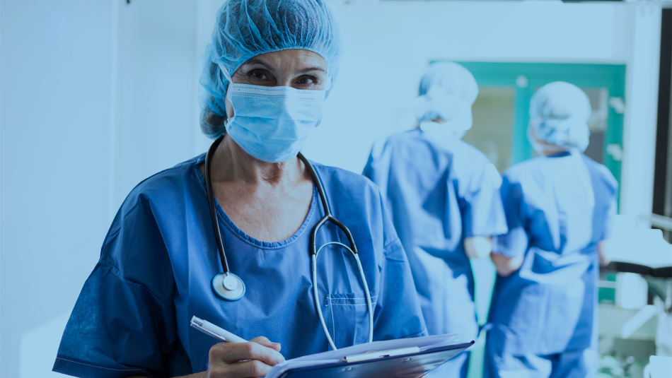 Healthcare worker A healthcare worker in a hospital corridor