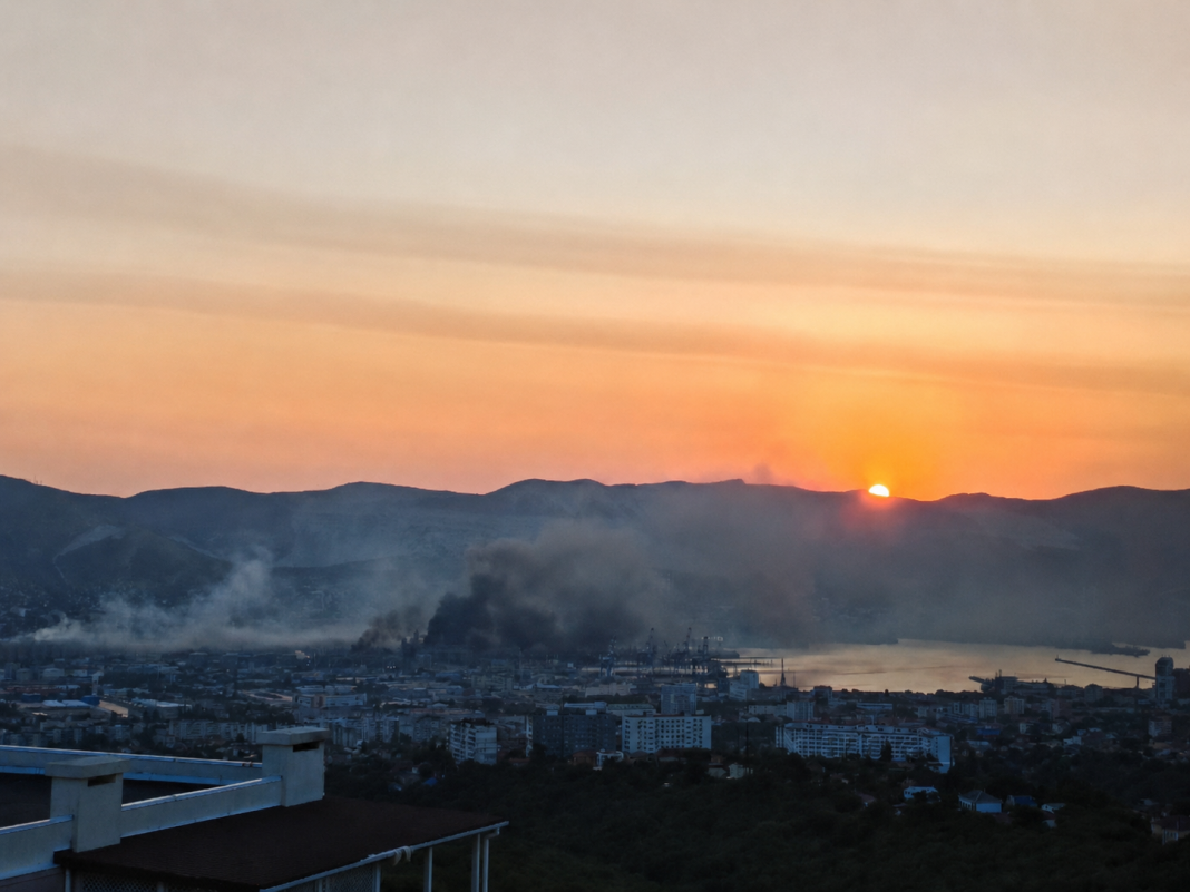 Fires in Novorossiysk following a night-time drone attack