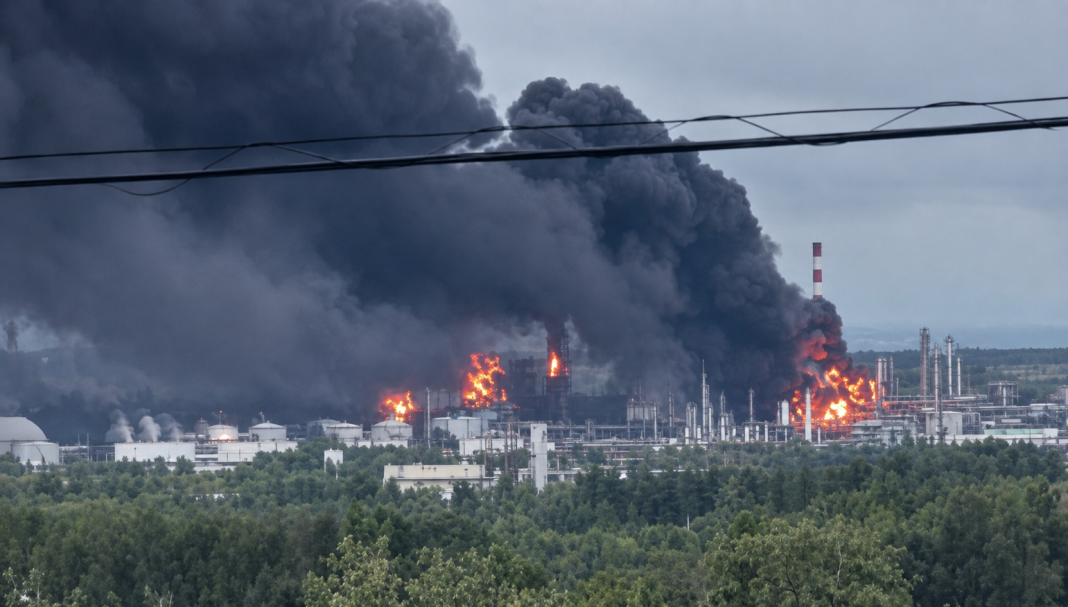 cost Fire at the Kstovo oil refinery following a drone attack
