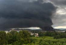 Fire in Sochi following a drone attack on an oil depot