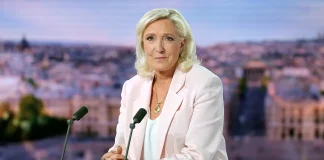 Marine Le Pen during a television interview in France