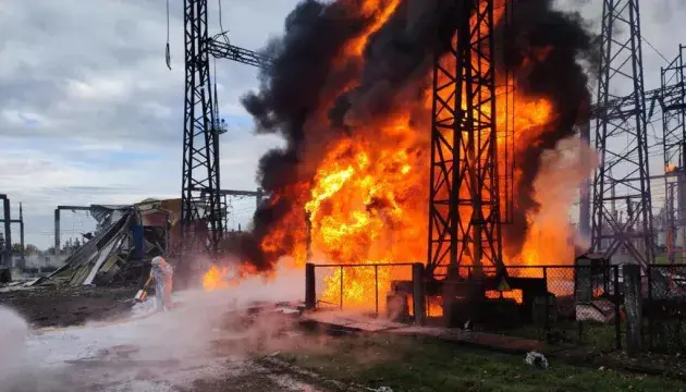 An illustrative image of a thermal power station attack on the DTEK thermal power station